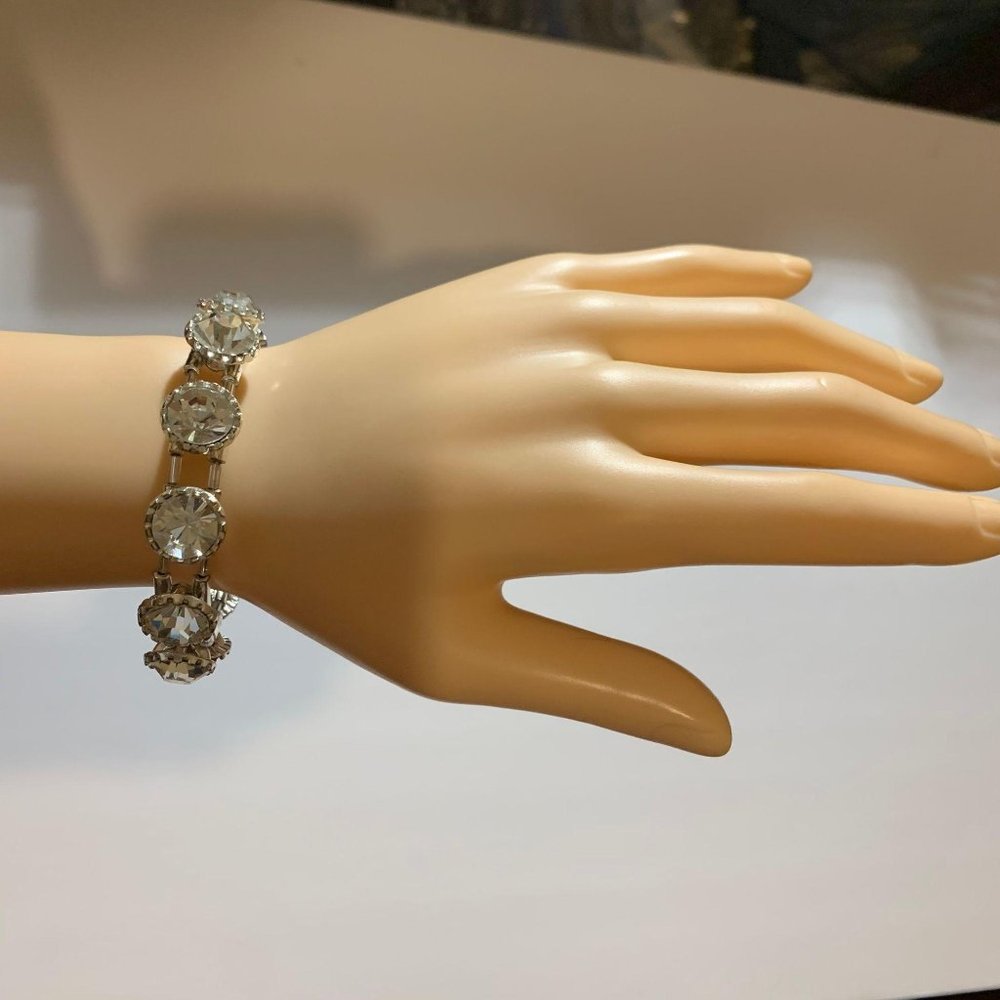 Handmade Cuff Bracelet Faceted Vintage Crystals